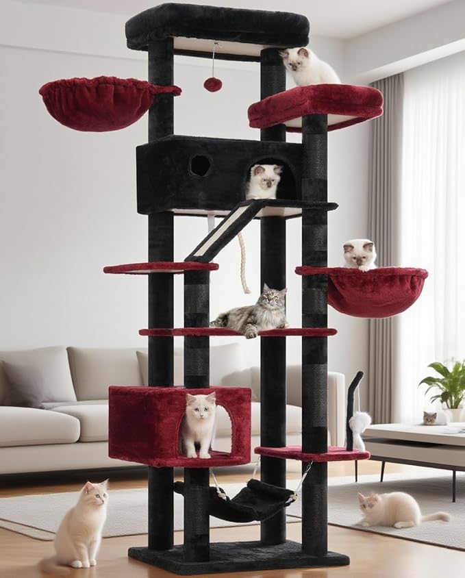 Gitelsnour Gothic Cat Tree for Large Cats, 78.7" Tall Cat Tower for Indoor Cats by Gitelnour