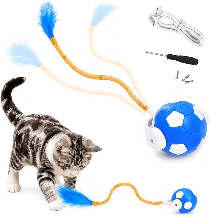 Interactive Cat Toys with Feather Tail, 3 in 1 Automatic Moving Cat Ball by Unknown