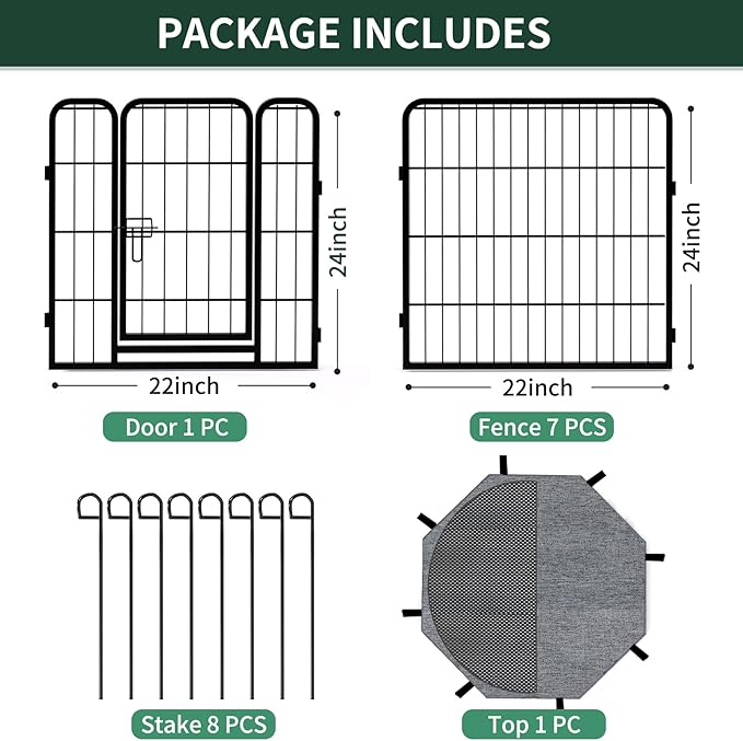 PETIME Dog Playpen, Metal Exercise Puppy Pen Heavy Duty Kennels Yard Fence - Image 5