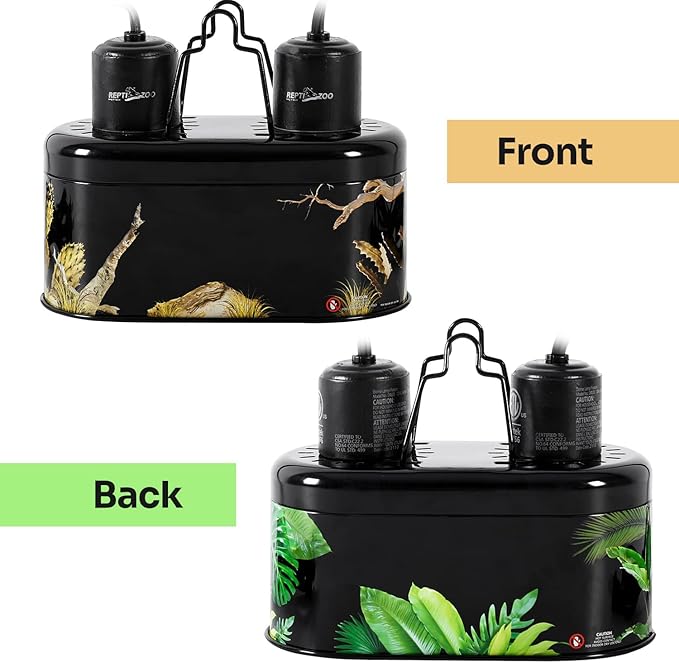 REPTI ZOO Nano Combo Print Tropical Desert Reptile Dual Deep Dome Lamp Fixture - Image 2