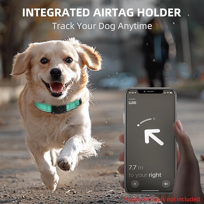 AirTag Dog Collar, IP68 Waterproof Air Tag Dog Collar Holder, Reflective - Image 4