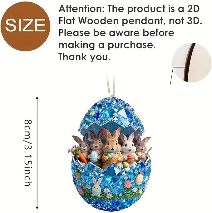 16 Pcs Easter Glitter Hanging Eggs Ornaments - Image 2