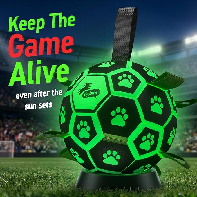 QDAN Glow in The Dark Dog Toys Soccer Ball - Image 4
