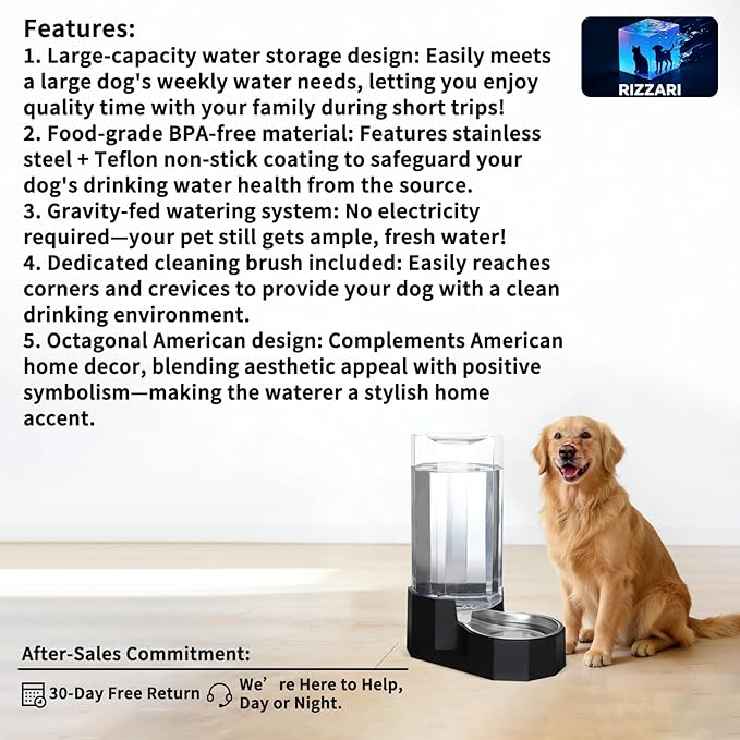Sfozstra Black 9L Gravity Dog Water Dispenser - Image 2