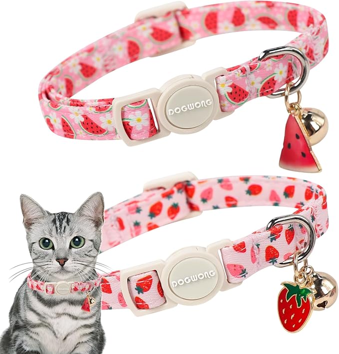2 Pack Pink Cat Collars by DOGWONG