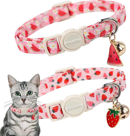 2 Pack Pink Cat Collars by DOGWONG