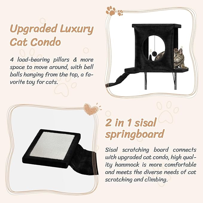 NUNU LAB 7-in-1 Cat Wall Shelves, Wall Mounted Cat Climber Set, Cat Furniture - Image 6