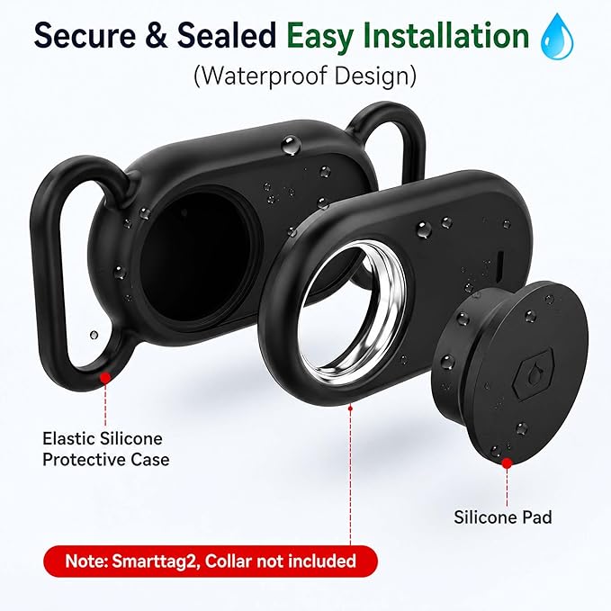 Dog Collar Holder for Galaxy Smarttag2, Waterproof Silicone Case for Pet Cat - Image 5