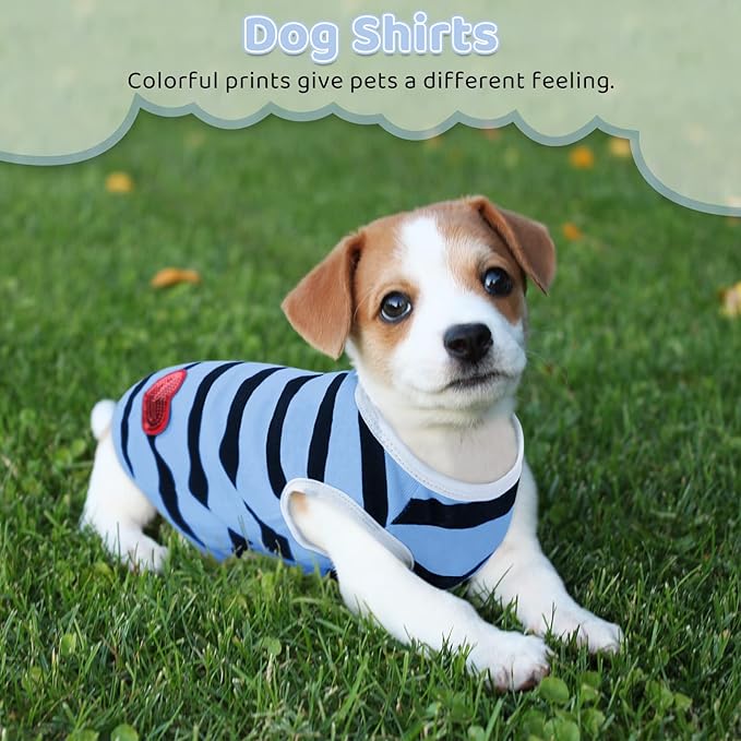 Pet Dog Striped T-Shirt Dogs Cats Cotton Vest Spring Summer Pet Apparel Tee - Image 7