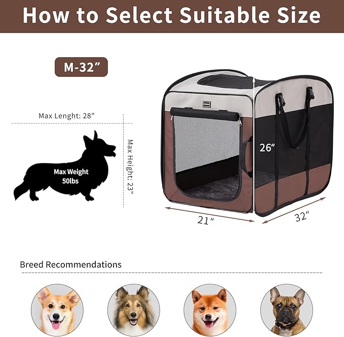 DONORO Dog Kennels and Crates for Medium Dogs, Portable Pop Up Indoor Pet Cage - Image 6