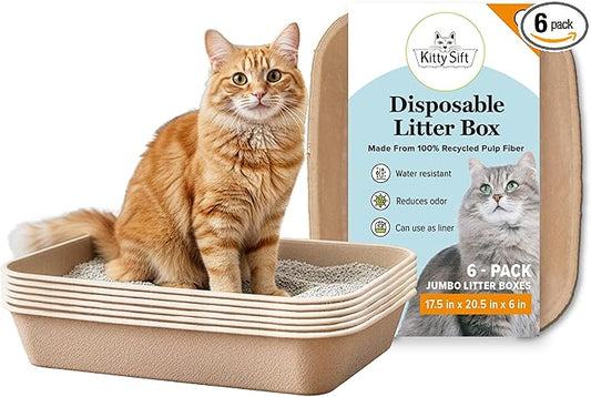 Kitty Sift Disposable Cat Litter Box Jumbo, Durable and Portable by KittySift