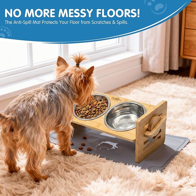 Elevated Dog Bowls for Small Dogs & Cats, Adjustable Raised Dog Bowl Stand - Image 3
