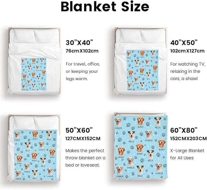 Personalized Dog Blankets with Name Photos, Custom Paw Print Blanket - Image 7