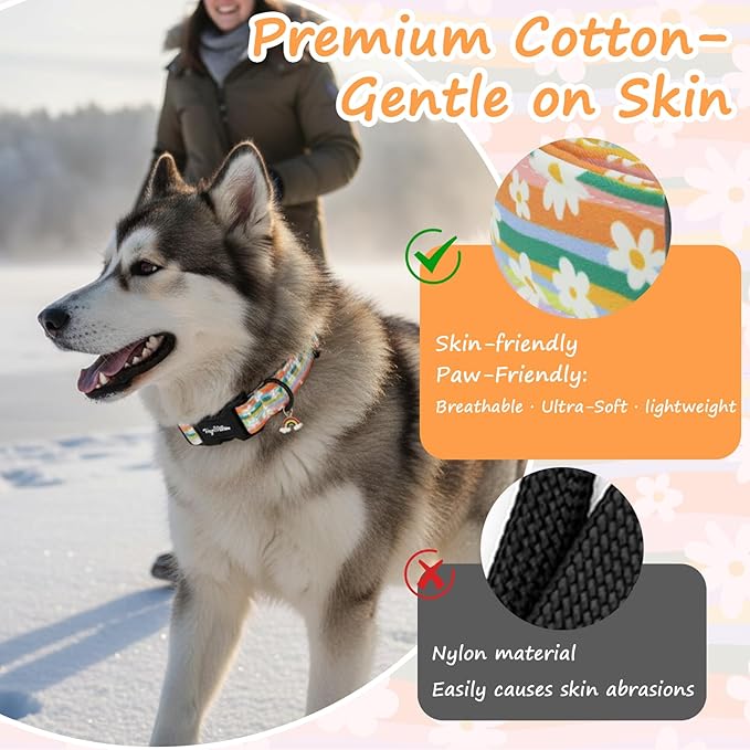 Dog Collar with Rainbows & Flowers Patterns, Spring Summer Collection Dog - Image 4