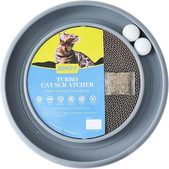 Cat Scratcher Toy Ball Track for Indoor Cats, Round Interactive Scratching by JOPOY