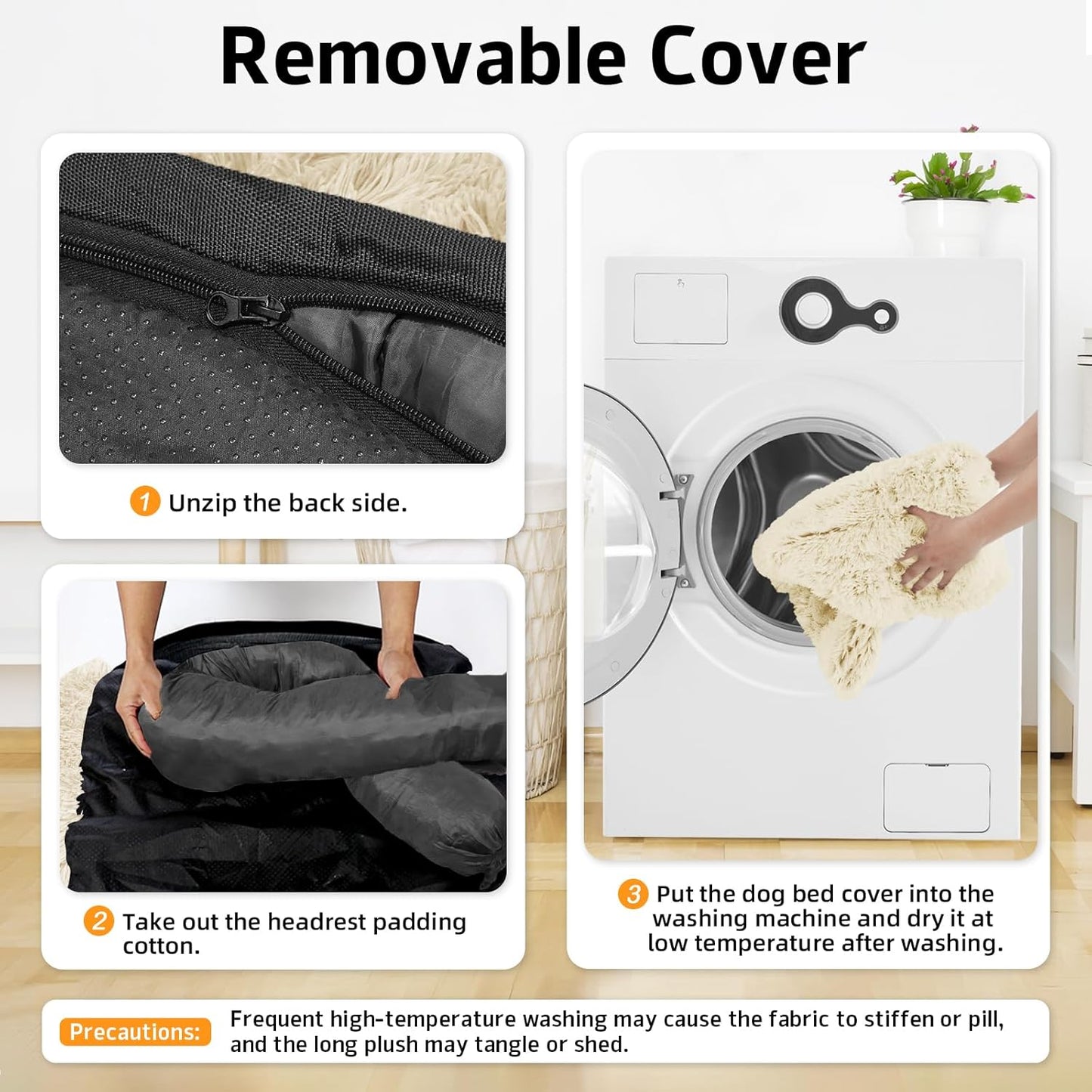 Calming Dog Bed Fluffy Plush Dog Mat for Furniture Protector with Removable Washable Cover for Large Medium Small Dogs and Cats (XS (31"x23.5"x5"), Beige)
