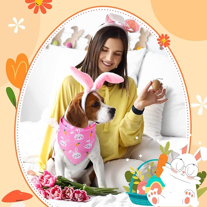 Preboun 50 Pcs Easter Dog Bandanas Bulk Bunny Dog Bandanas - Image 7
