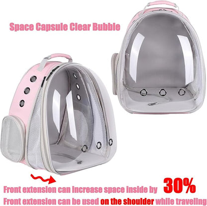 Front Expandable Cat Backpack Carrier, Fit up to 20 lbs, Space Capsule Bubble - Image 3