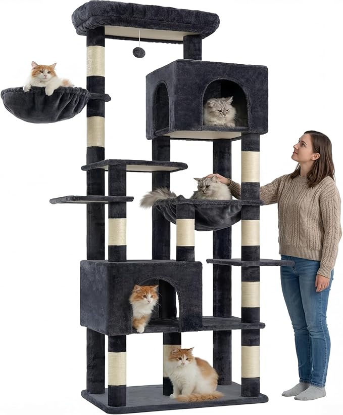 Heybly Cat Tree, 76-Inch Tall Heavy Duty Cat Tower - Image 6