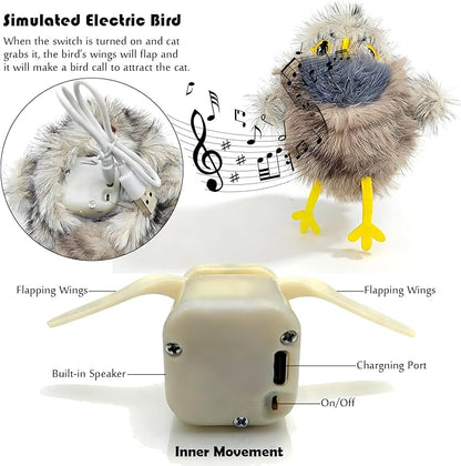 Tipmant Realistic Electric Birds Cat Teaser Interactive Toy Kitten Kitty - Image 2