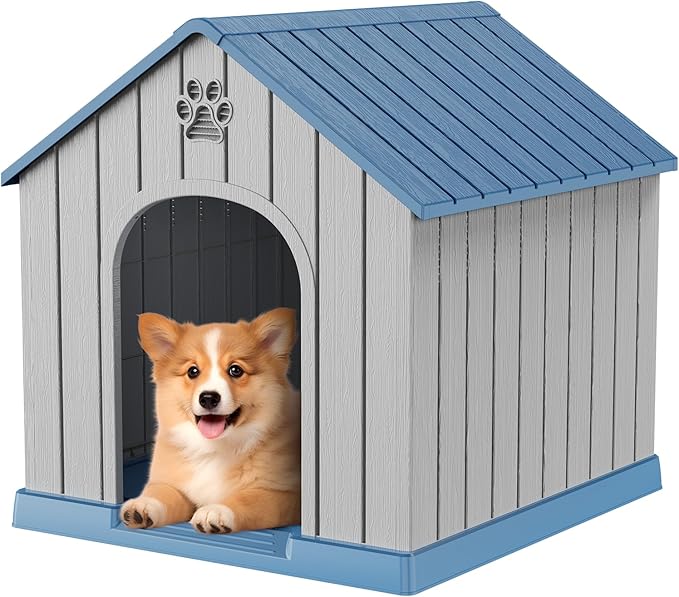 VIXZEN Dog House Outdoor, 26 Inch Resin Dog House Indoor Small Dog by Vixzen