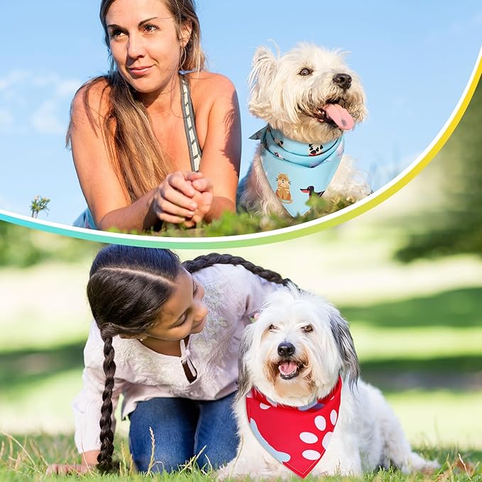 Huhumy 100 Pcs Paw Dog Bandanas Bulk Pet Bibs Colorful Triangle Scarf Paw - Image 6