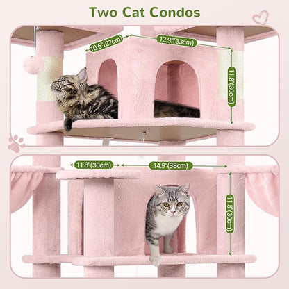 Globlazer Big Pink Cat Tower for Indoor Cats, 80inch Cat Tower for Multiple - Image 4