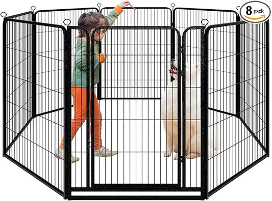 Kfvigoho Dog Playpen Outdoor Extra Wide 8 Piece Panels Heavy Duty Dog Fence 47" by Committedtobetterpetlife