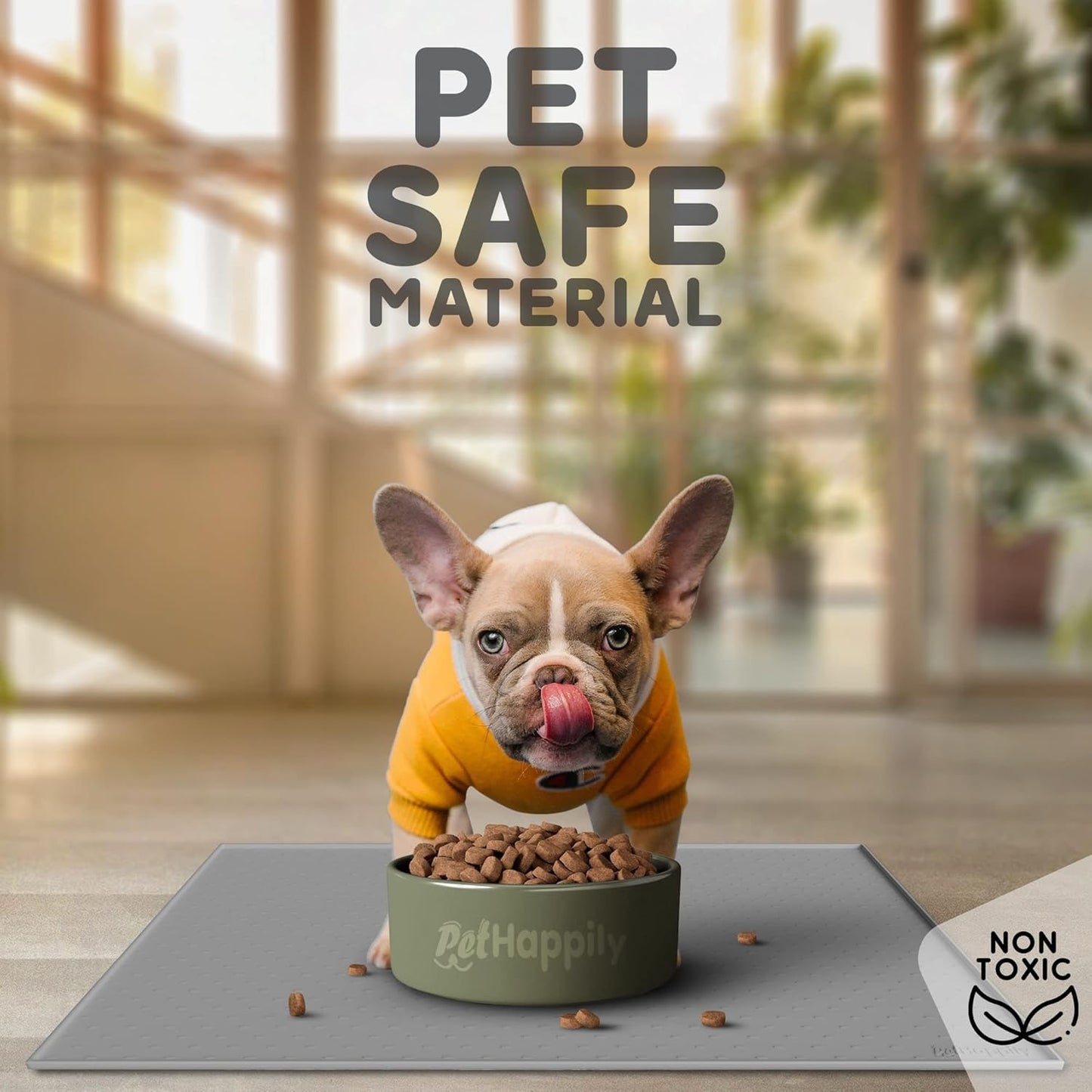 Dog Food Mat - Raised Edges Dogs Mat for Food and Water Prevent Spill, Waterproof Cat Food Mats Protect Floors, Easy Clean Dog Bowl Mats for Food and Water, Silicone Pet Feeding Placemats