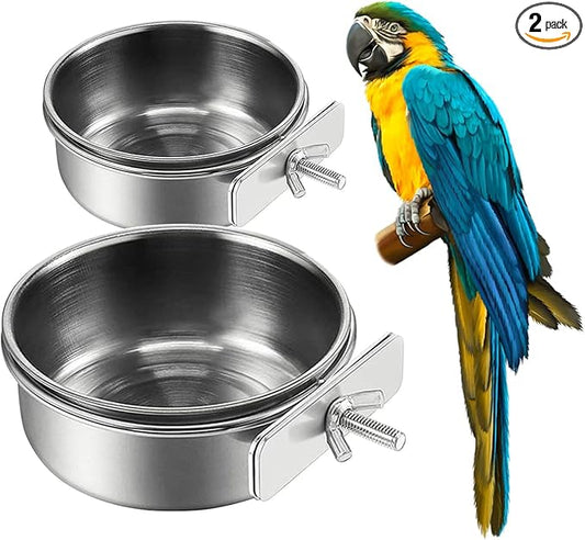 2Pcs Stainless Steel Bird Feeding Bowls, Small Bird Feeding Cup, Stainless by Unknown