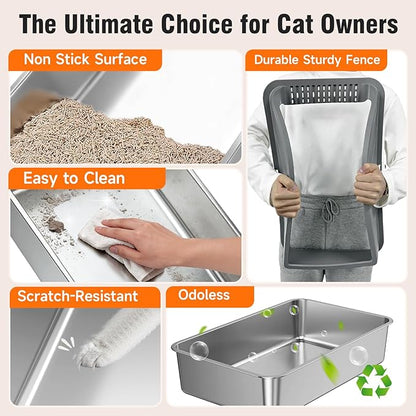 2PACK Stainless Steel Litter Boxes, Extra Large XL Odor Free Metal Litter Box - Image 5
