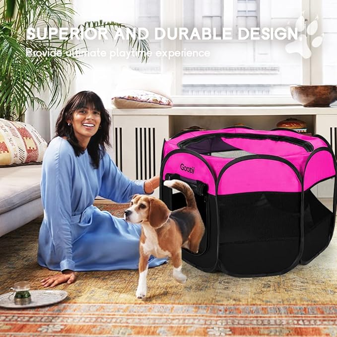GOOZII Portable Dog Playpen for Small Dogs Indoor Outdoor, Foldable Pet Puppy - Image 3