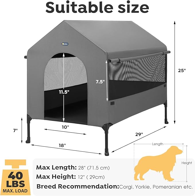 Veehoo 29" Dog House, 2-in-1 Small Dog House Outdoor Indoor Weatherproof - Image 5