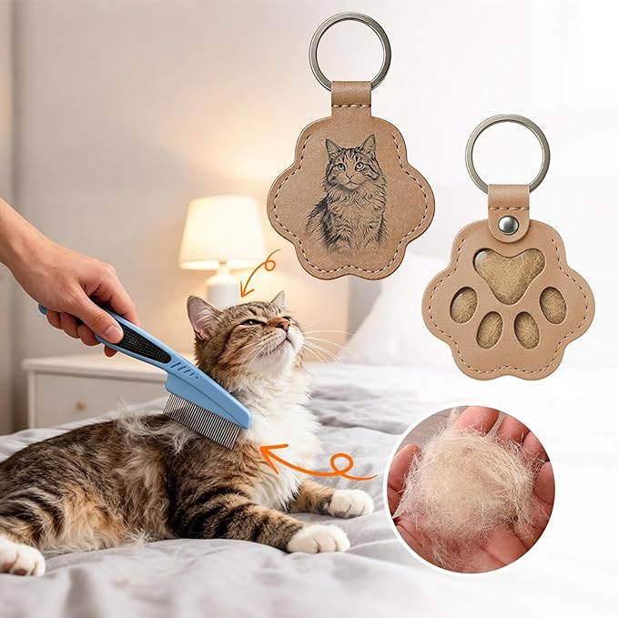 Personalized Leather Paw Pet Memorial Keychain - Image 5