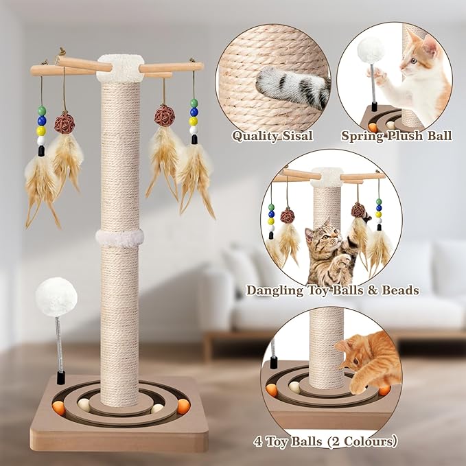 PAROTO Cat Scratching Post, Sisal Cat Tree Tower Scratcher - Image 3