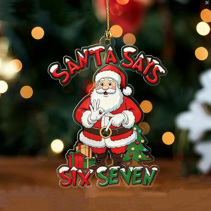 6 Pcs Christmas Tree Decorations Sixseven Santa Hanging Pendants Designs 2D - Image 6
