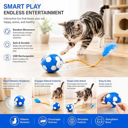 Interactive Cat Toys with Feather Tail, 3 in 1 Automatic Moving Cat Ball - Image 6
