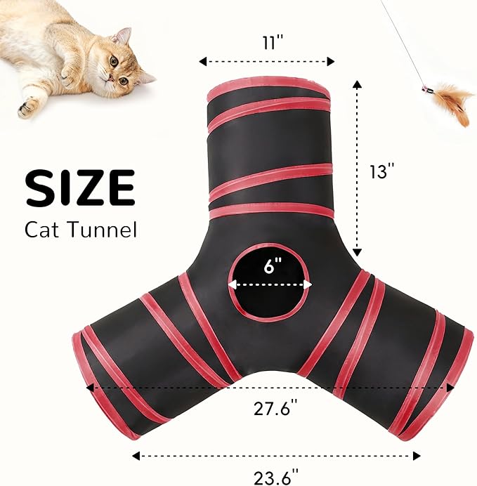 Tempcore Cat Tunnel for Indoor Cats, 3-Way Collapsible Play Tunnel - Image 2
