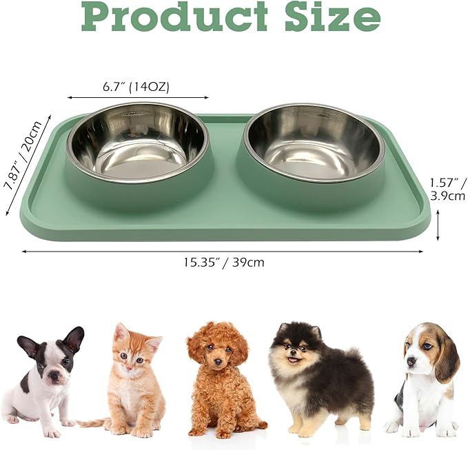 BNOSDM Double Dog Food Bowls Stainless Steel Dog Food and Water Bowls - Image 6