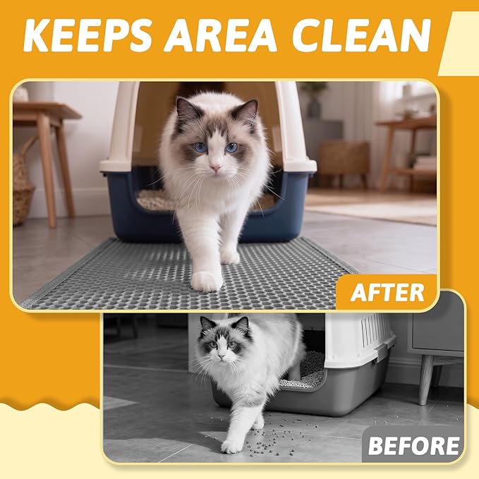 Pieviev Cat Litter Mat Double Layer Waterproof Urine Proof Trapping Mat 1 Pack) - Image 5