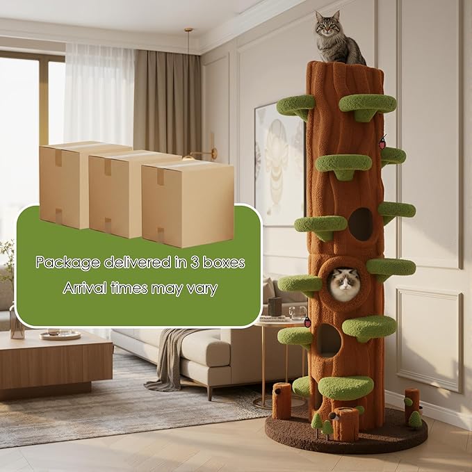 2-Pack 90.5" Tall Cat Tree for Indoor Cats, KAMABOKO Multi-Level Tall Cat Tower - Image 4