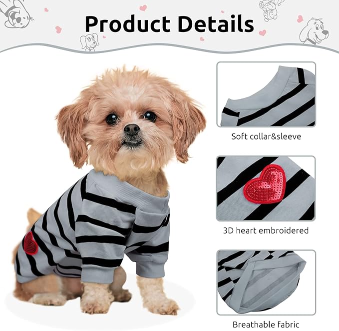Pet Dog Striped T-Shirt Dogs Cats Cotton Vest Spring Summer Pet Apparel Tee - Image 2