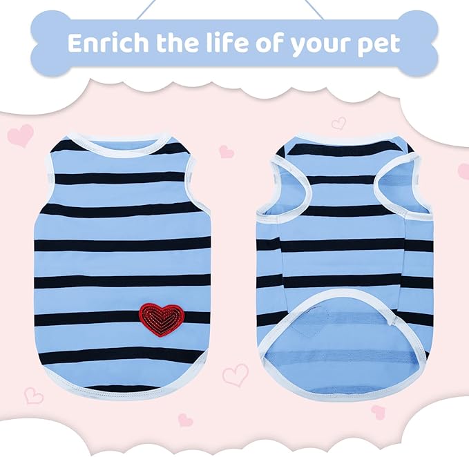 Pet Dog Striped T-Shirt Dogs Cats Cotton Vest Spring Summer Pet Apparel Tee - Image 4