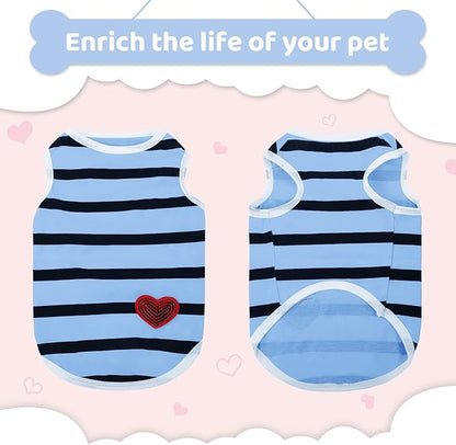Pet Dog Striped T-Shirt Dogs Cats Cotton Vest Spring Summer Pet Apparel Tee - Image 4