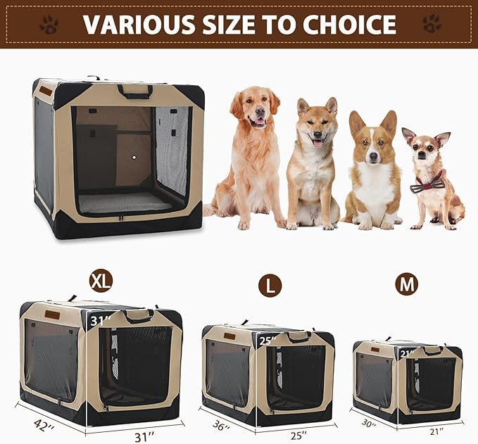 Garnpet Soft Dog Crate for Small Dogs, 4-Door Foldable Collapsible Dog Crate - Image 2