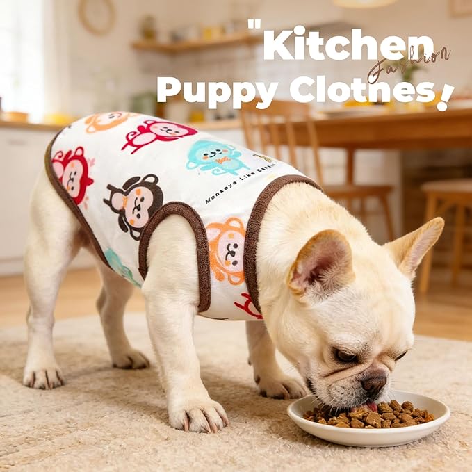 PETCARE Cartoon Dog Shirts for Small Dogs Cute Dog Clothes Brown Monkey Tshirt - Image 5