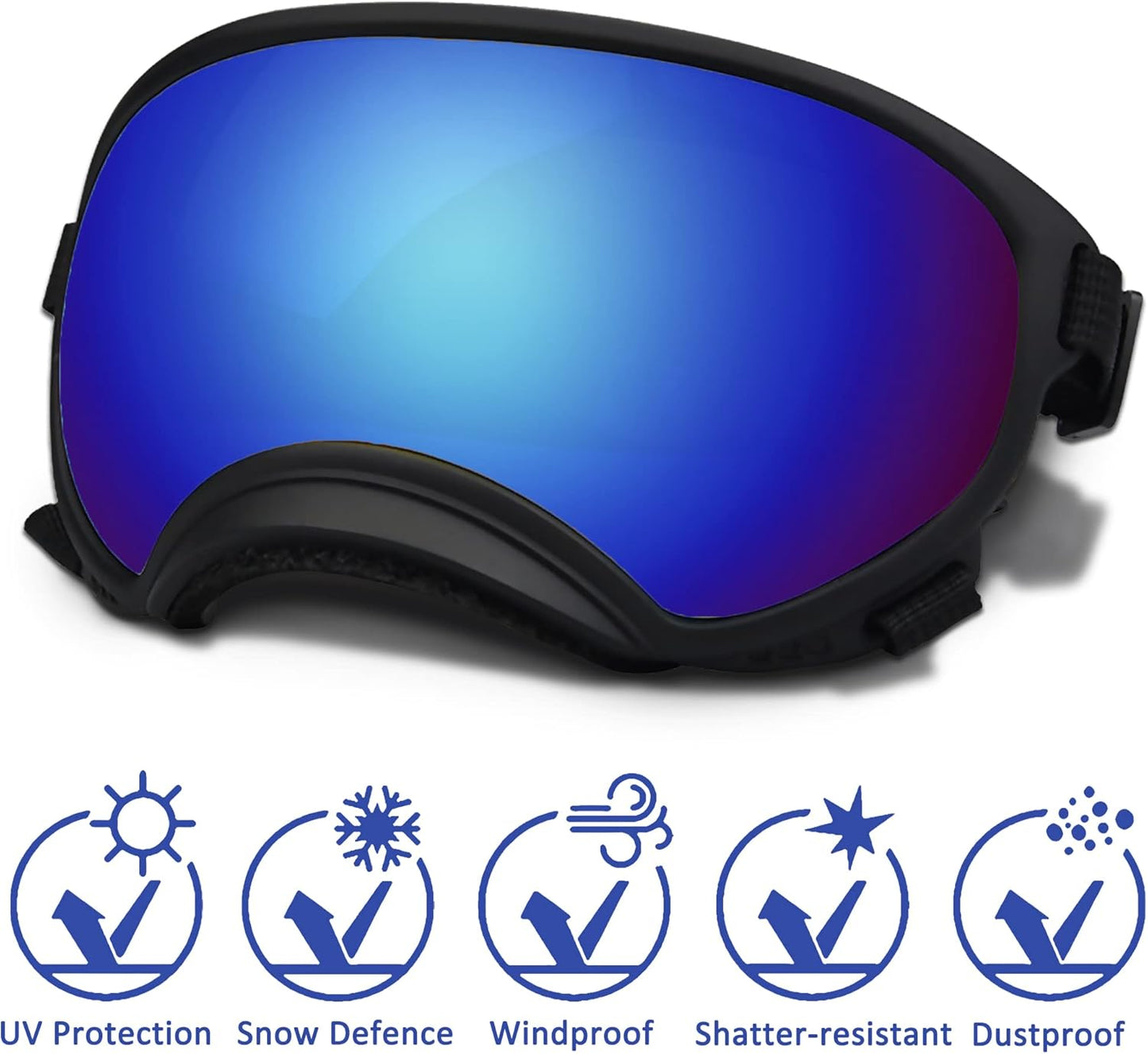 Large Dog Sunglasses with Adjustable Strap UV Protection, Winproof Dog Puppy Sunglasses, Suitable for Medium-Large Dog Pet Glasses, Dogs Eyes Protection(Colorful)
