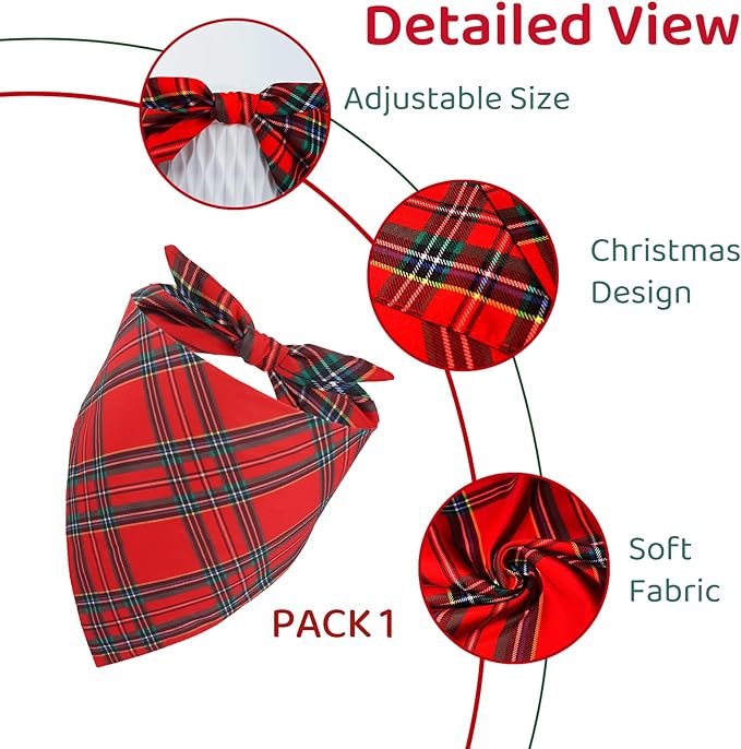 Christmas Dog Bandanas 2 Pack, Holiday Dog Bandanas - Image 2