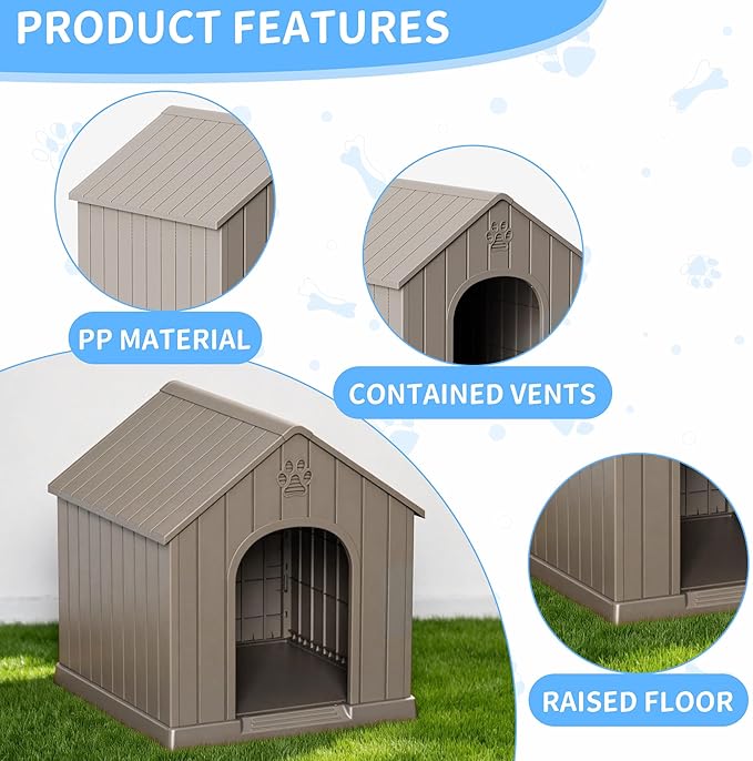 VIXZEN Outdoor Dog House, Resin Material, Large Outdoor Dog House - Image 3