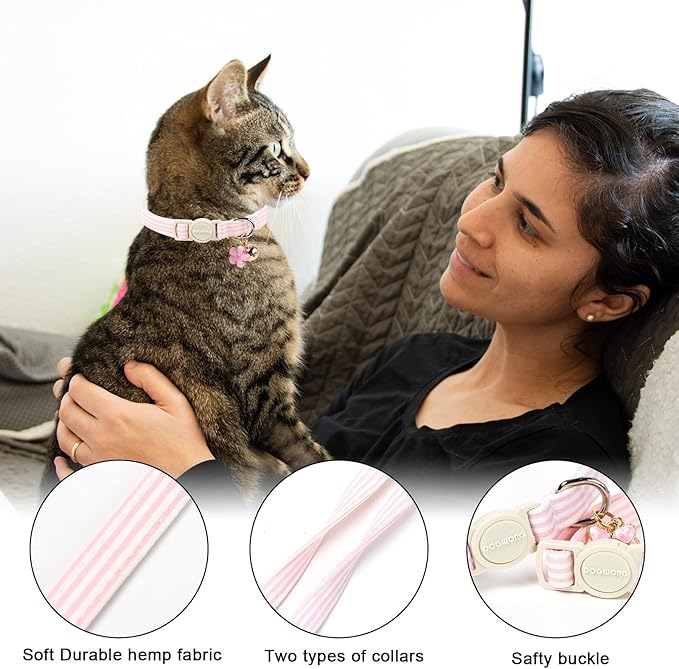 2 Pack Pink Purple Cat Collars Breakaway - Image 2